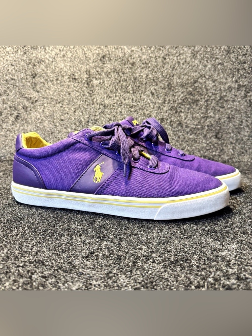 Polo Ralph Lauren Hanford Purple Yellow Canvas Sneakers Men’s 10.5